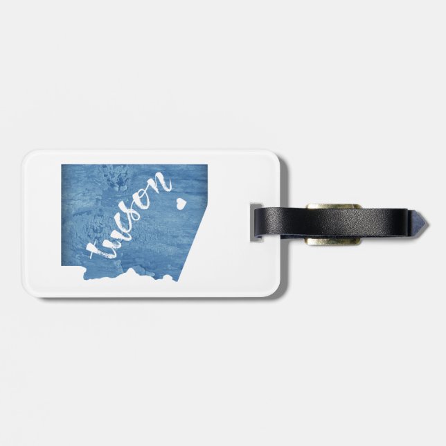 Tucson Arizona Wood Grain Luggage Tag (Back Horizontal)