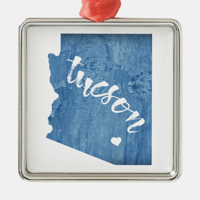 Tucson Arizona Wood Grain Metal Tree Decoration (Front)