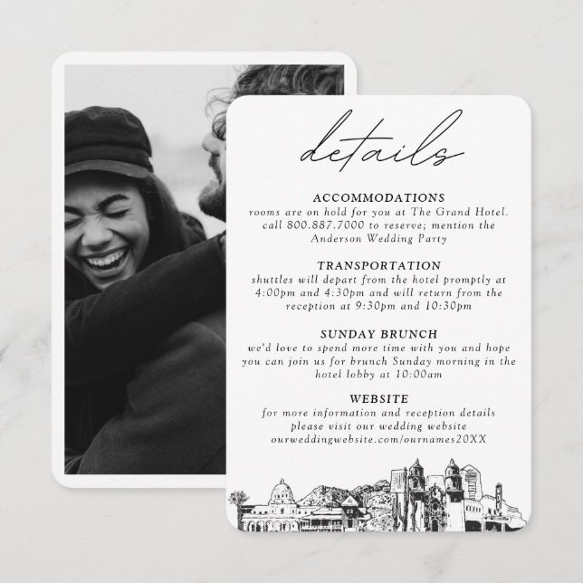 Tucson Wedding Small Vertical Details Enclosure Card (Front/Back)