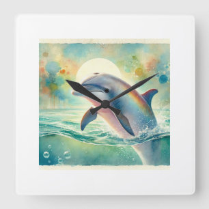 Tucuxi dolphin in the river 130924AREF115 - Waterc Square Wall Clock