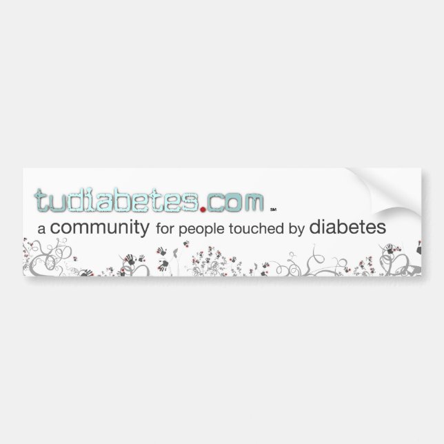 TuDiabetes.com  Colour Bumper Sticker |White Line| (Front)