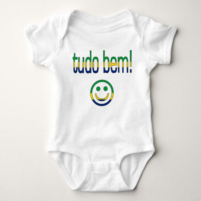 Tudo Bem! Brazil Flag Colours Baby Bodysuit (Front)