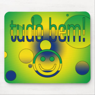 Tudo Bem! Brazil Flag Colours Pop Art Mouse Pad
