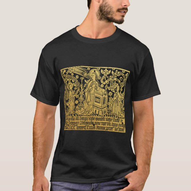 Tudor Brass Rubbing Annunciation Mary Angel T-Shirt (Front)