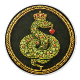 Tudor Elizabethan Serpent Design Bejewelled ruby Ceramic Knob