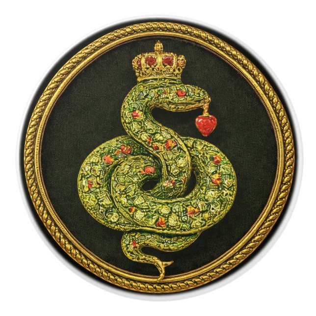 Tudor Elizabethan Serpent Design Bejewelled ruby Ceramic Knob (Front)