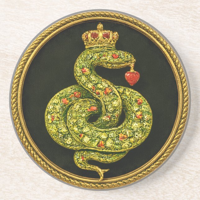 Tudor Elizabethan Serpent Design Bejewelled ruby Coaster (Front)