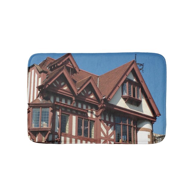 Tudor oak frame building, Edinburgh, Scotland Bath Mat (Front)