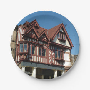 Tudor oak frame building, Edinburgh, Scotland Paper Plate