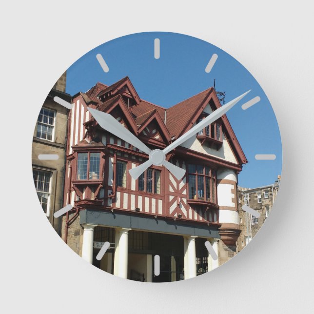 Tudor oak frame building, Edinburgh, Scotland Round Clock (Front)