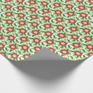 Tudor Rose and Leaves Wrapping Paper