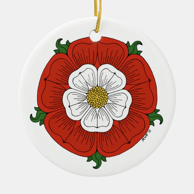 Tudor Rose Ceramic Tree Decoration (Front)