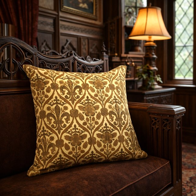 Tudor Rose & Fleur-de-Lis Victorian Era Pattern Cushion (Creator Uploaded)