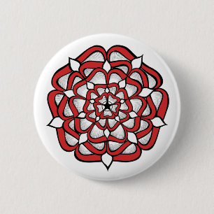 Tudor Rose Mandala Red 6 Cm Round Badge