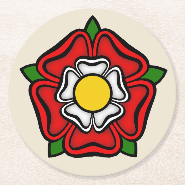Tudor Rose of England, Emblem of Royalty Round Paper Coaster (Front)