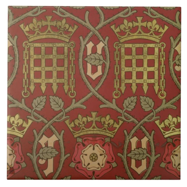 'Tudor Rose', reproduction wallpaper designed by S Tile (Front)