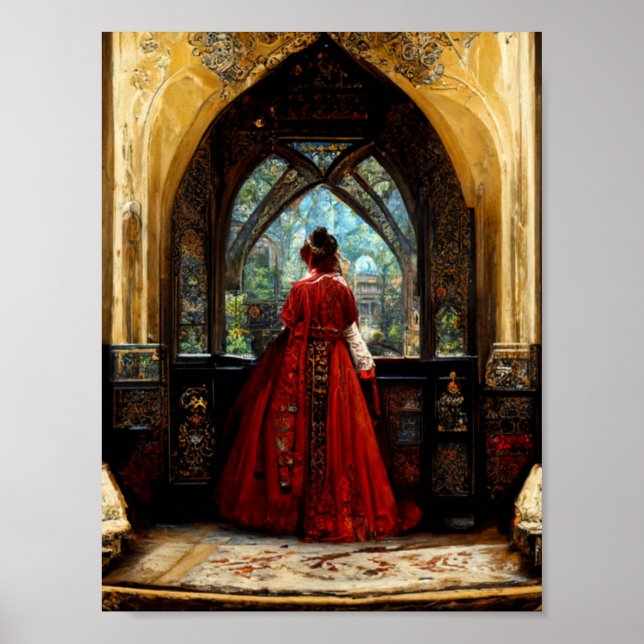 Tudor woman in crimson gown   poster (Front)