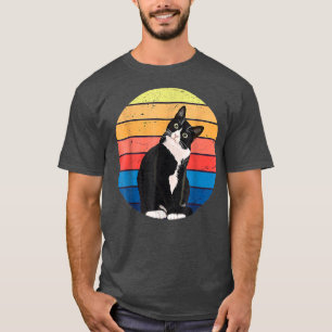 Tuedo Cat Gift Retro Colours for Animal Lovers  T-Shirt