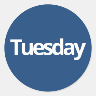 Tuesday day planning supplies simple navy white classic round sticker