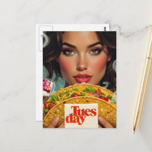 Tuesday Woman With a Taco Postcard