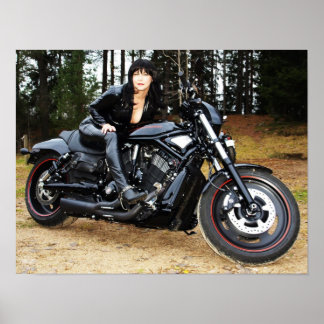 Tuff motorcykel med tuff mc-tjej! poster