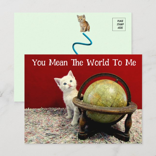 Tuffy McDuff Cat / Kitten Personalised World  Postcard (Front/Back)