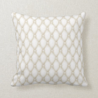Tuft Ivory & White Leather Buttons Beige Egg Shell Cushion