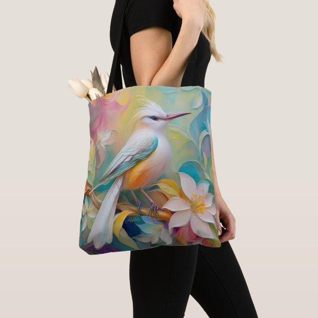 Tufted Golden Rumped Fantasy Bird Tote Bag (Close Up)
