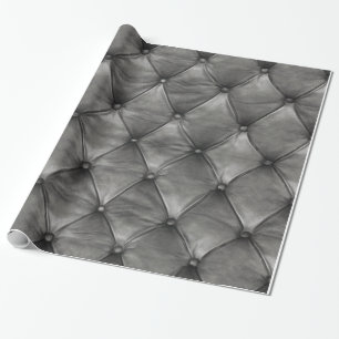 Tufted Leather Grey Wrapping Paper