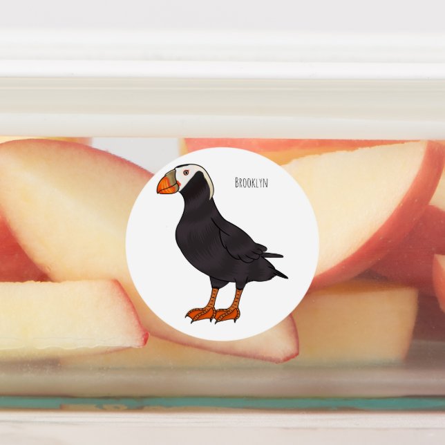 Tufted puffin bird cartoon illustration  (Affixed)