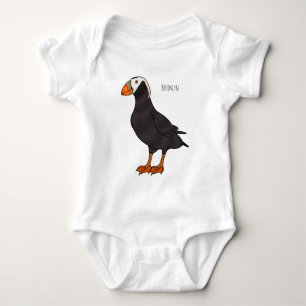 Tufted puffin bird cartoon illustration baby bodysuit