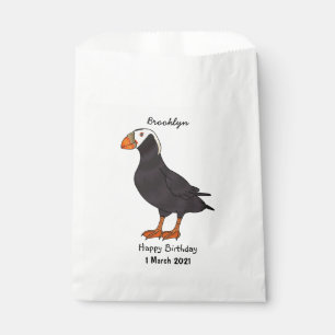 Tufted puffin bird cartoon illustration favour bags