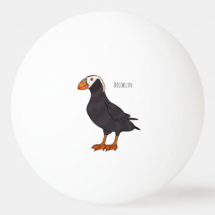 Tufted puffin bird cartoon illustration ping pong ball