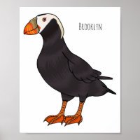 Tufted puffin bird cartoon illustration