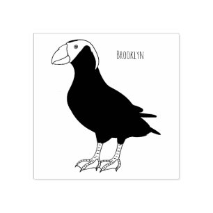 Tufted puffin bird cartoon illustration rubber stamp