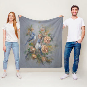 Tufted Titmice Fleece Blanket
