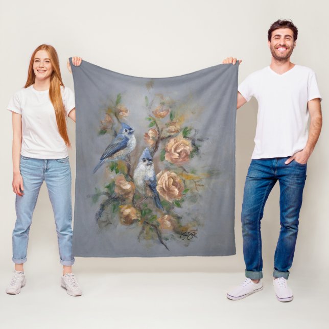 Tufted Titmice Fleece Blanket (In Situ)