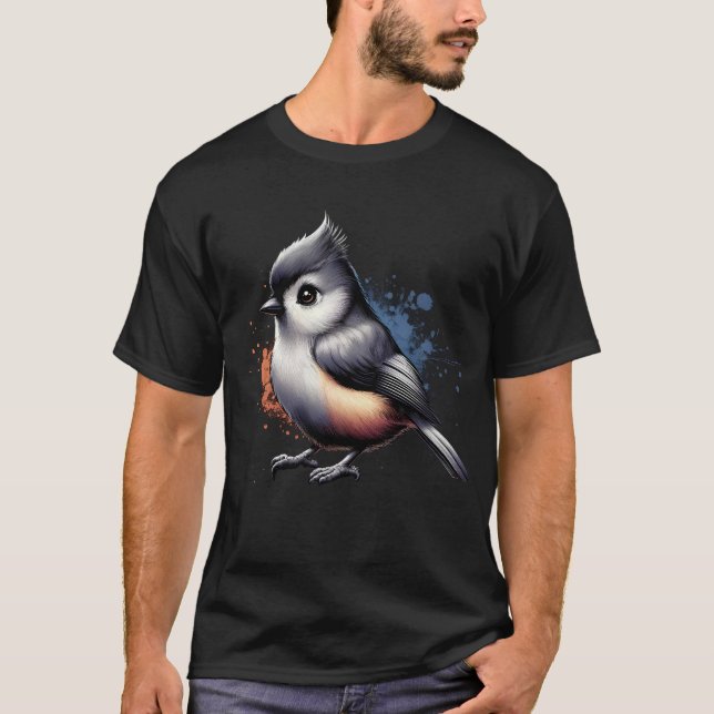 Tufted Titmouse Bird Lover Watcher Birding T-Shirt (Front)