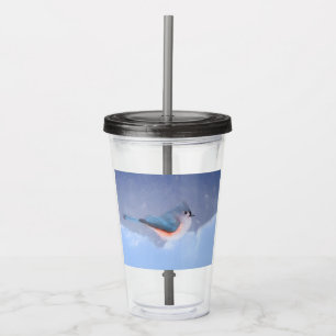 Tufted Titmouse Painting - Cute Original Dog Art Acrylic Tumbler