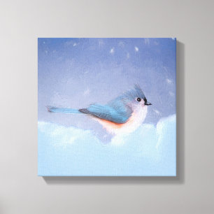 Tufted Titmouse Painting - Cute Original Dog Art Canvas Print