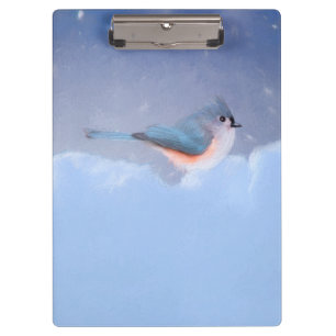Tufted Titmouse Painting - Cute Original Dog Art Clipboard
