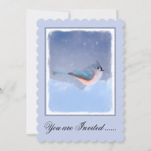 Tufted Titmouse Painting - Cute Original Dog Art Invitation
