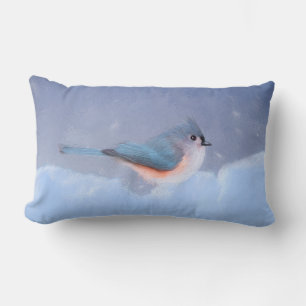 Tufted Titmouse Painting - Cute Original Dog Art Lumbar Cushion