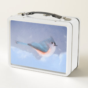 Tufted Titmouse Painting - Cute Original Dog Art Metal Lunch Box