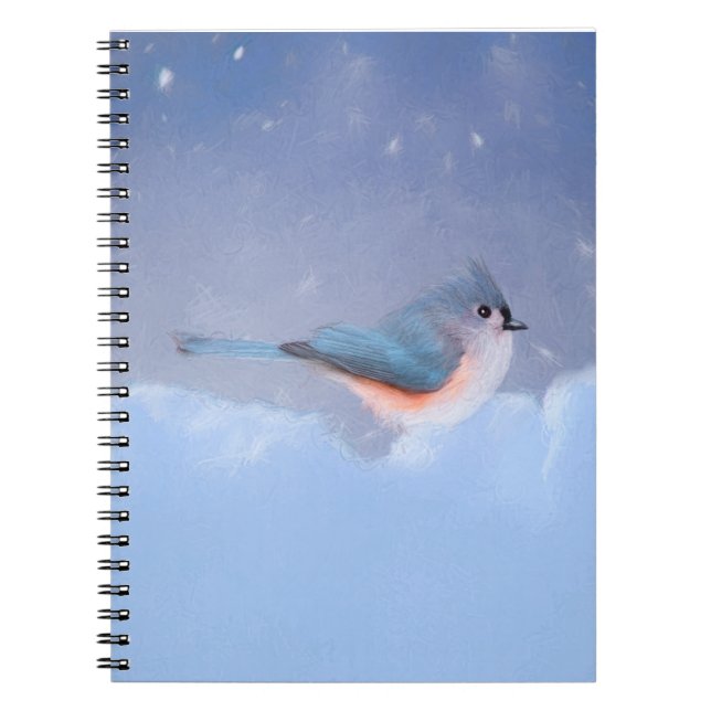 Tufted Titmouse Painting - Cute Original Dog Art Notebook (Front)