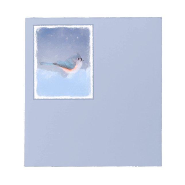 Tufted Titmouse Painting - Cute Original Dog Art Notepad (Front)