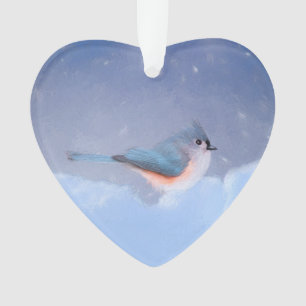 Tufted Titmouse Painting - Cute Original Dog Art Ornament