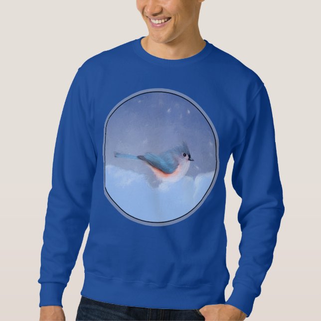 Tufted Titmouse Painting - Cute Original Dog Art Sweatshirt (Front)