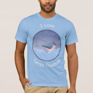 Tufted Titmouse Painting - Cute Original Dog Art T-Shirt