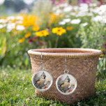 Tufted Titmouse Resting on Tree Red Flowers  Earrings<br><div class="desc">Tufted Titmouse perched on a tree limb surrounded by pretty red flowers.</div>